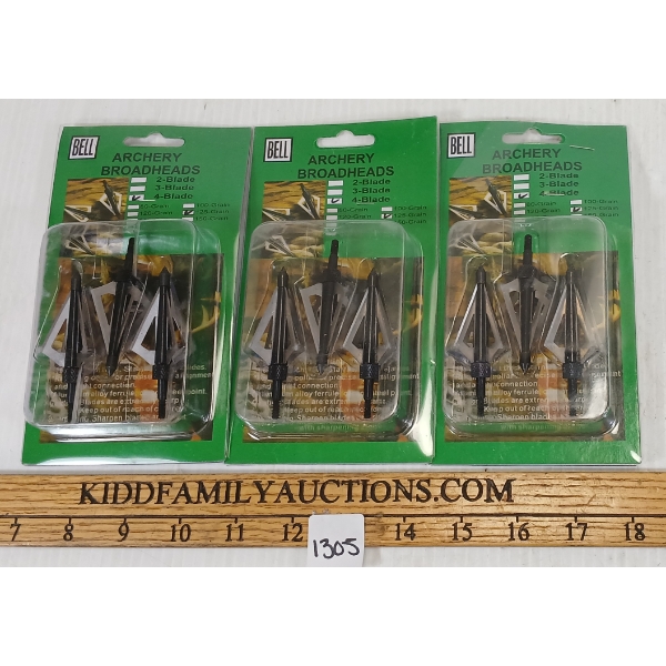 LOT OF 3 - BELL 4-BLADE ARCHERY BROADHEADS