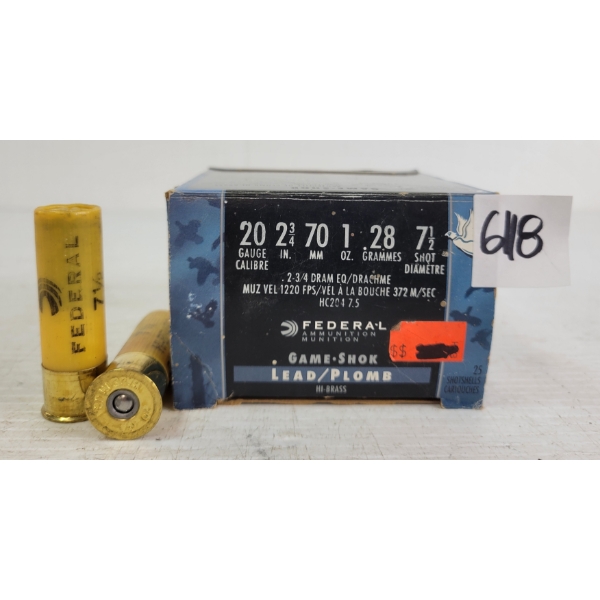 AMMO: 25X FEDERAL 20GA - 2-3/4IN - #7-1/2 SHOT
