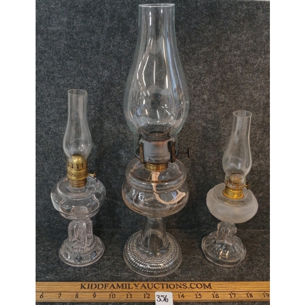LOT OF 3 - P&A ACORN OIL LAMPS - CIRCA 1880s - 1910s