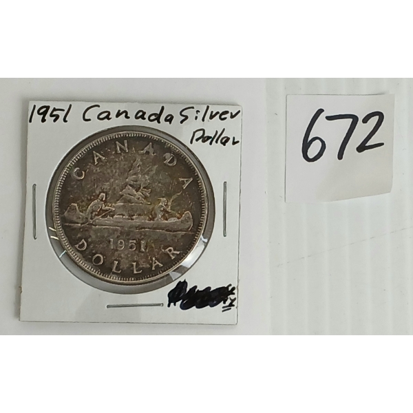 1951 CDN SILVER DOLLAR COIN