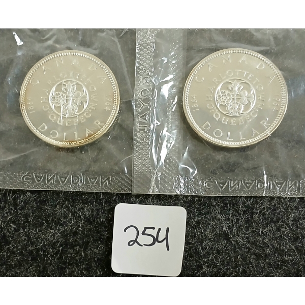  LOT OF 2 - 1963 CDN SILVER DOLLARS - CHARLOTTETOWN