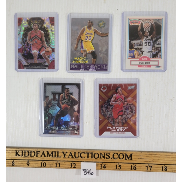 LOT OF 5 - BASKETBALL TRADING CARDS - INCL PANINI 2022-23 SCOTTIE BARNS