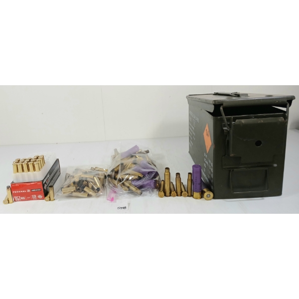 AMMO / BRASS: 19X FEDERAL .357 MAG - 158GR - JSP LIVE - QTY OF MIXED BRASS - INCL .38 SPL