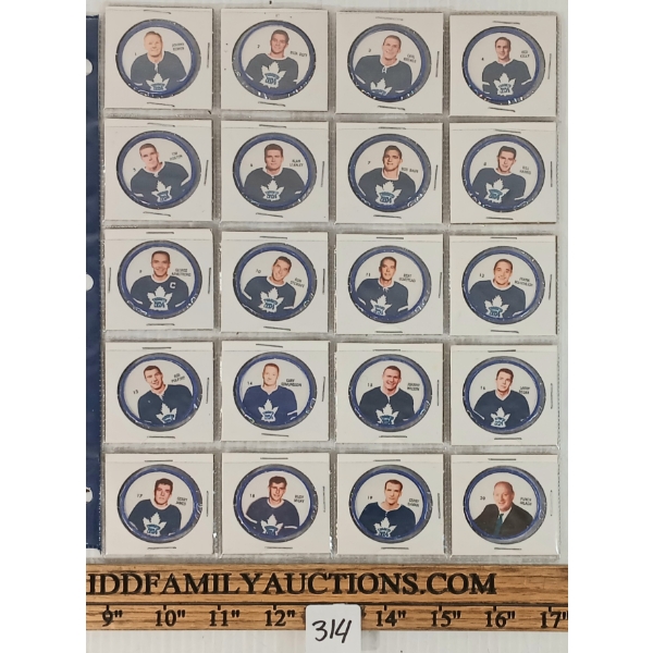 LOT OF 20 - 1961-1962 SHIRRIFF VINTAGE NHL TORONTO MAPLE LEAFS HOCKEY COINS