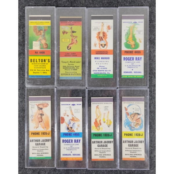 LOT OF 8 - PIN-UP ADVERTISING MATCHBOOK PACKAGES - MATCH CORP, SUPERIOR MATCH, ETC