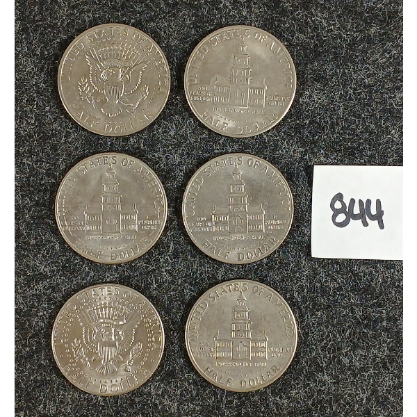 LOT OF 6 - 1976-1986 U.S. HALF DOLLAR COINS 