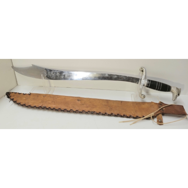 FILLIPINO EAGLE HEAD GAYANG W/ LEATHER SCABBARD