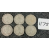 Image 2 : LOT OF 6 - 1959-1964 CDN 25 CENT COINS