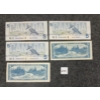 Image 2 : LOT OF 5 - 1954 & 1986 CDN $5 BANKNOTES