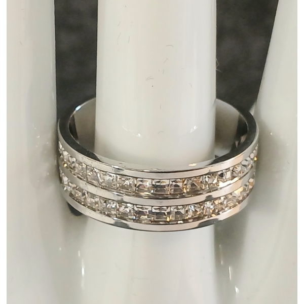 PLATINUM PLATED SIMULATED DIAMOND (CZ) MEN'S RING