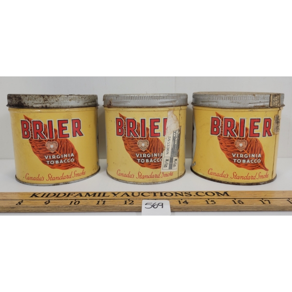LOT OF 3 - BRIER VIRGINIA TOBACCO TINS