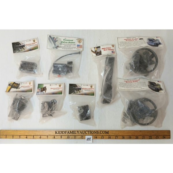LOT OF 8 - HIGH POINT PRODUCTS - RETREIVAL DEVICES, QUIVER HOLDER, CUP HOLDER, WINDOW ADAPTER, ETC