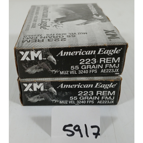 AMMO: 40X AMERICAN EAGLE .223 REM - 55GR - FMJ - SEALED