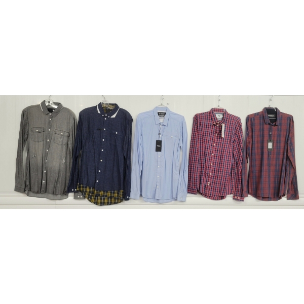 LOT OF 5 - MINIMUM MEN'S LARGE BUTTON-UP LONG SLEEVE SHIRTS