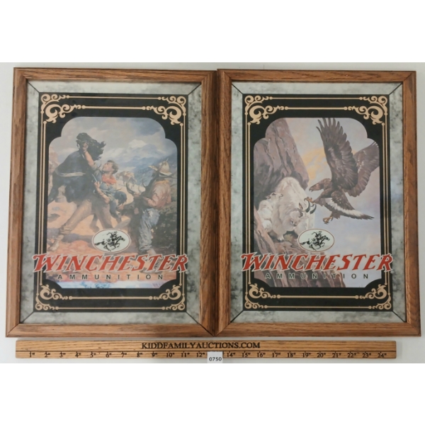 LOT OF 2 - WINCHESTER AMMUNITIONS MIRROR SIGNS