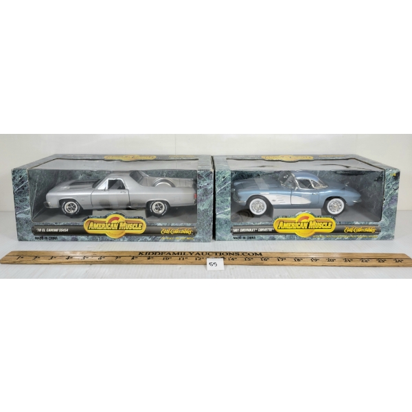 LOT OF 2 - ERTL AMERICAN MUSCLE DIECAST '61 CHEVROLET CORVETTE & '70 EL CAMINO SS454 MODELS