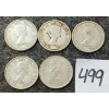 Image 2 : LOT OF 5 - 1956-1968 CDN 25 CENT SILVER COINS