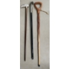 Image 2 : LOT OF 3 - CHROME & ANTLER POMMEL WOOD CARVED CANES - INCL COBRA SWORD CANE