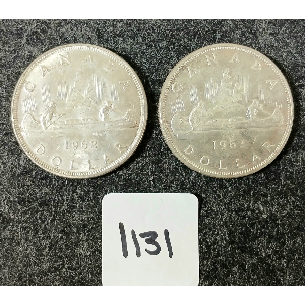 LOT OF 2 - 1962 & 1963 CDN SILVER DOLLARS - VOYAGEUR