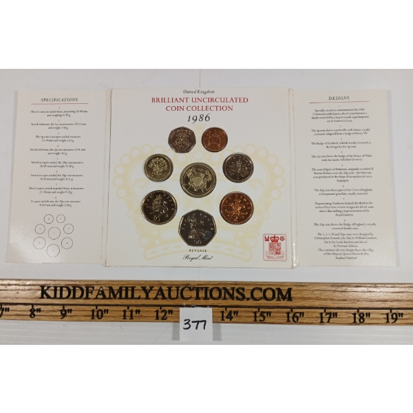 UK ROYAL MINT 1986 BRILLIANT UNCIRCULATED COIN SET 