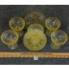 Image 2 : LOT OF 10 - 1930'S TOPAZ HOCKING GLASS GOBLETS & SAUCERS - BALLERINA PATTERN