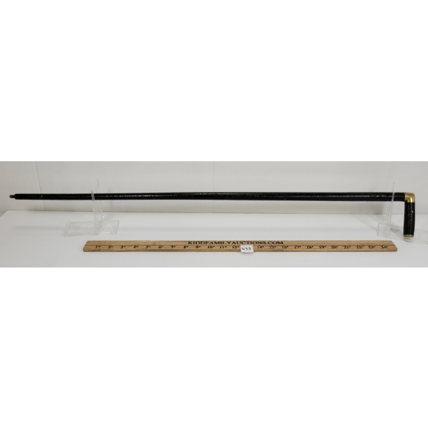 WALKING CANE W/ BRASS ACCENTS