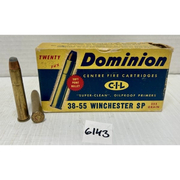 AMMO / BRASS: 6X LIVE & 12X BRASS CIL .38-55 WIN - 255 GR SP