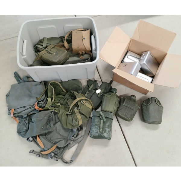 JOB LOT - MISC POUCHES, MESS TINS, CANTEENS, WEB GEAR, ETC