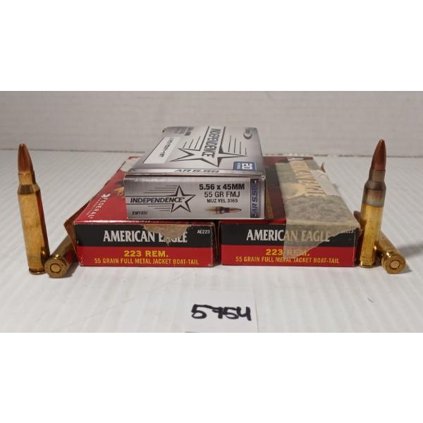 AMMO: 40X MIXED .223 REM - 55GR - FMJ BT - 20X FEDERAL 5.56X45MM - 55GR - FMJ