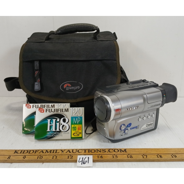 JOB LOT - SAMSUNG SCW73 CAMCORDER, CASETTE FILM, CARRIER BAG & ACCESSORIES