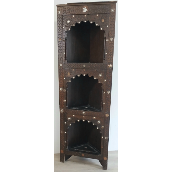 CORNER CABINET - MOTHER OF PEARL INLAY - MOORISH REVIVAL - C. LATE 19TH / EARLY 20TH CENTURY