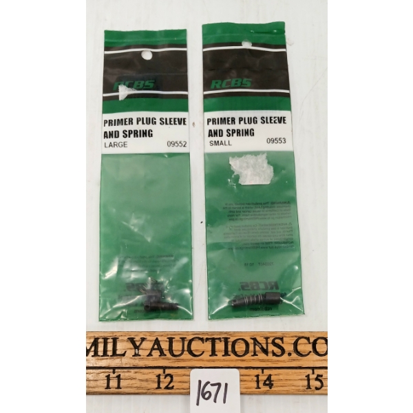 LOT OF 2 - RCBS SMALL & LARGE PRIMER PLUG SLEEVES & SPRINGS