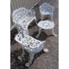 Image 2 : LOT OF 4 - WROUGHT IRON ROCOCO STYLE GARDEN SET - INCL CHAIRS & SIDE TABLE