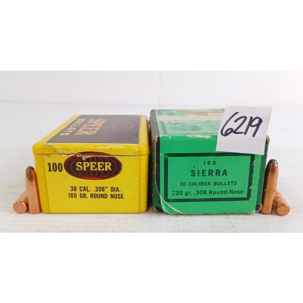 BULLETS: APPROX 200X SPEER & SIERRA .30CAL - 180 & 220GR - RN