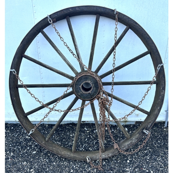 WOOD SPOKE WHEEL W/ METAL OUTER RING