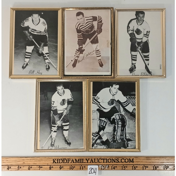LOT OF 5 - 1944-1963 BEEHIVE HOCKEY PHOTOS - PIERRE PILOTE, BILL HAY, KEN WHARRAM, ETC