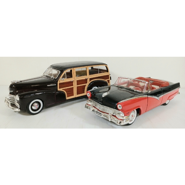 LOT OF 2 - MAISTO DIECAST 1948 CHEVROLET FLEETMASTER & AMERICAN MUSCLE 1956 SUNLINER MODELS