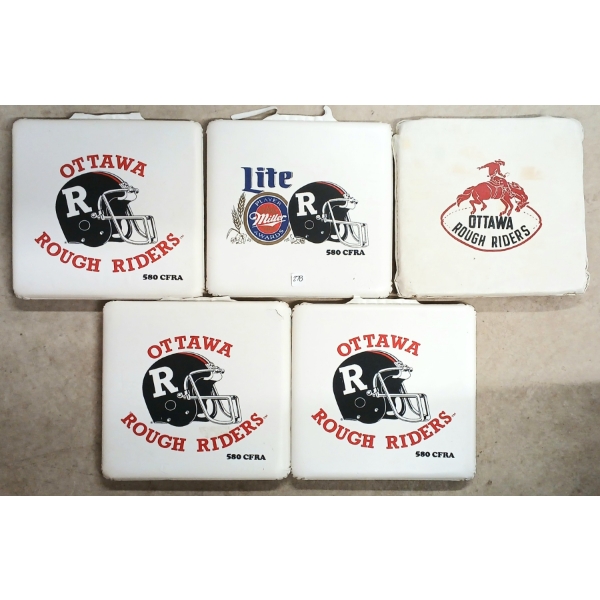 LOT OF 5 - OTTAWA ROUGH RIDERS FOOTBALL SEAT CUSHIONS 