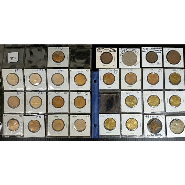 LOT OF 27 - 1989-2016 CDN $1 COINS & TOKENS 