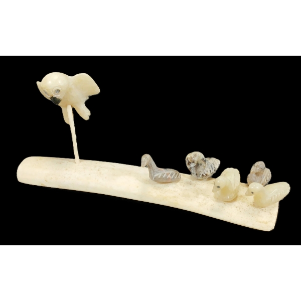 SNOWY OWL & DUCKS BY UNKNOWN ARTIST - ANTLER & STONE