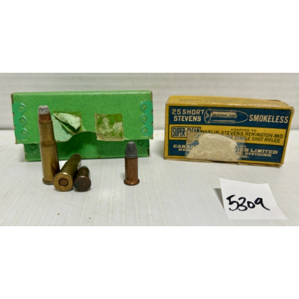 AMMO: APPROX 50X MIXED .25 WIN, .25 STEVENS SHORT 