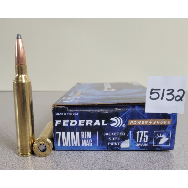AMMO: 20X FEDERAL 7MM REM MAG - 175GR JSP 