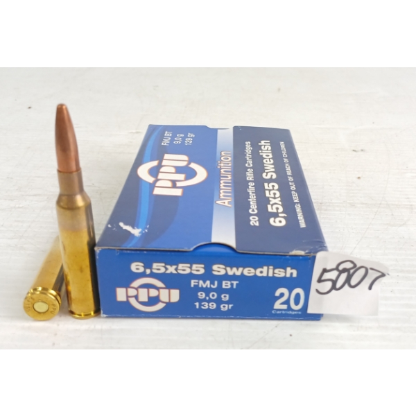 AMMO: 20X PPU 6.5X55 SWEDISH - 139GR - FMJ