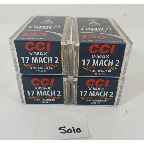 AMMO: 200X CCI V-MAX .17 MACH 2 - 17GR - POLYMER TIP - SEALED