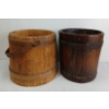 Image 2 : LOT OF 2 - PRIMITIVE WOOD BANDED PAILS