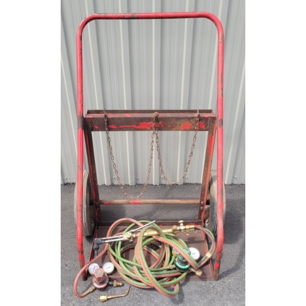 LOT OF 3 - WELDING TORCH CART, HOSE & TIP