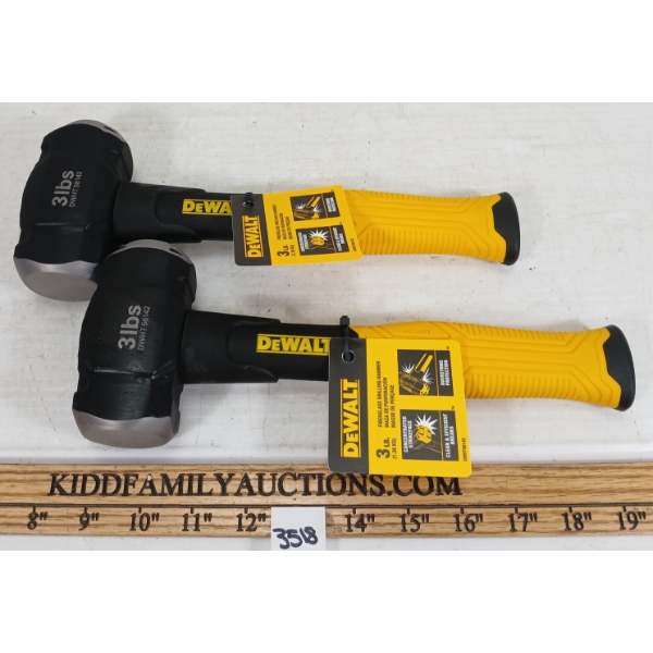 LOT OF 2 - DEWALT 3LB FIBERGLASS DRILLING HAMMERS