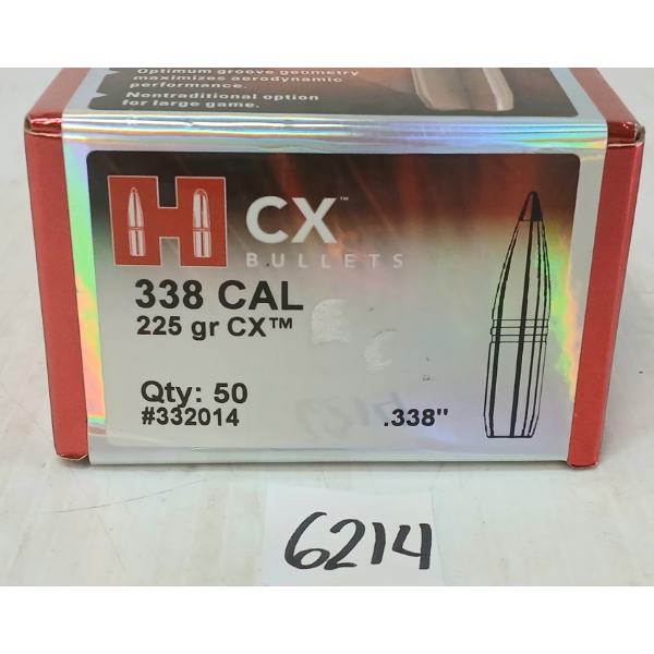 BULLETS: 50X HORNADY CX .338CAL - 225GR