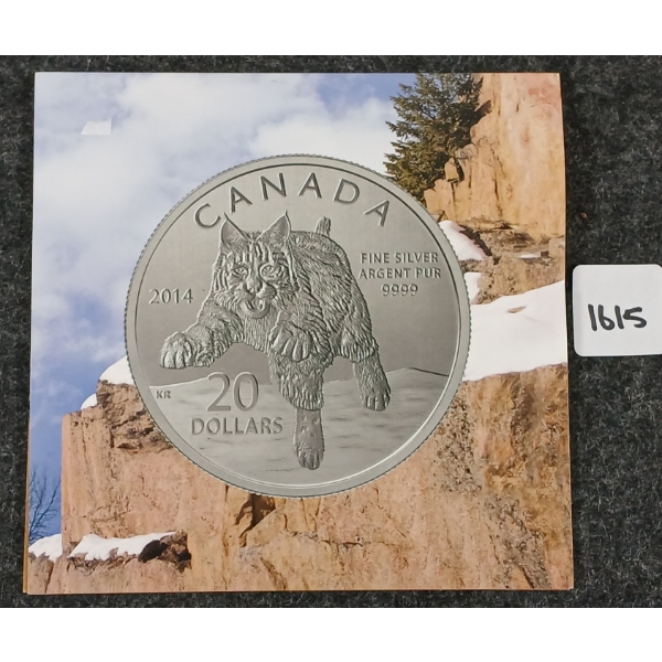 2014 RCM $20 SILVER COIN - BOBCAT