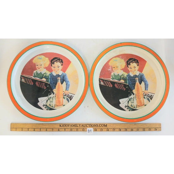 LOT OF 2 - ORANGE CRUSH TIN TRAYS